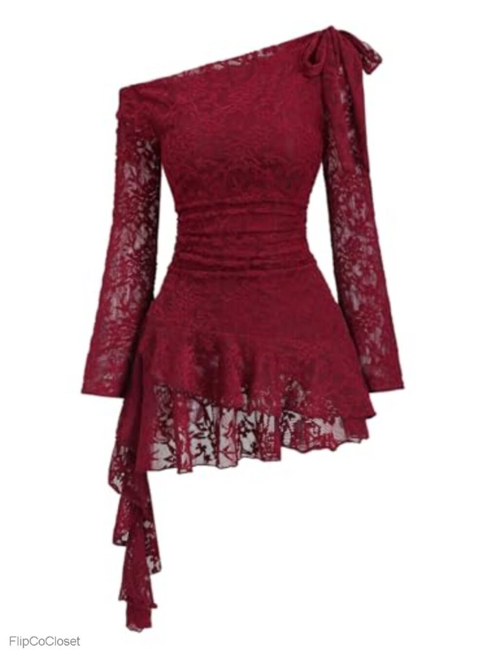 Lace Off Shoulder Ruffle Dress for Women